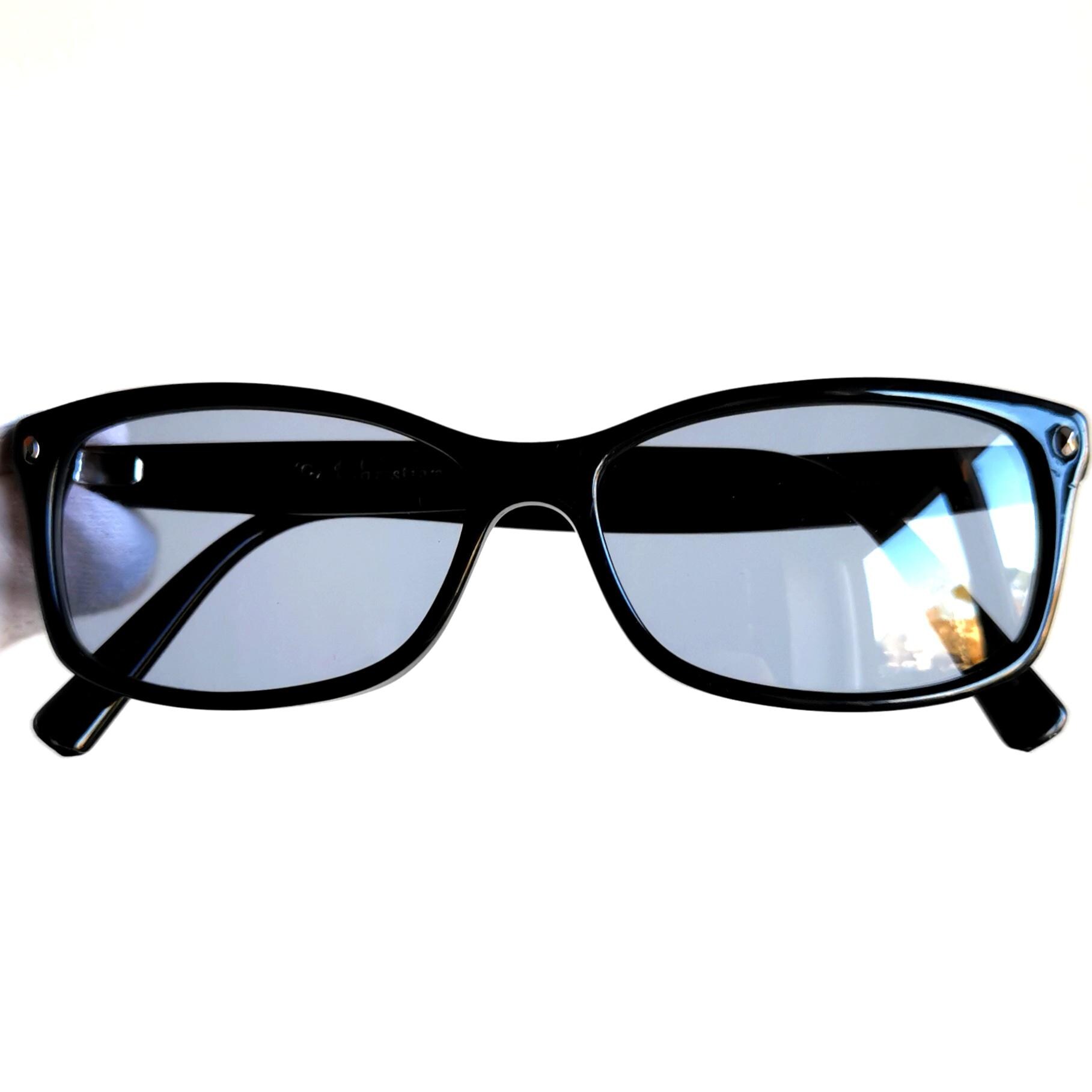 DIOR Vintage Sunglasses Black Silver Squared Christian Collection