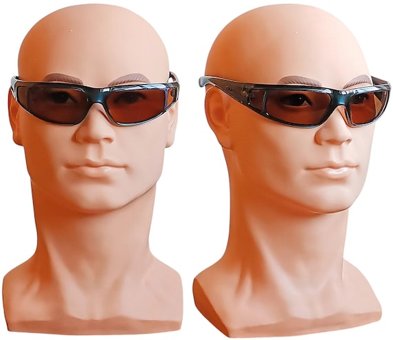 Valentino Vintage Sunglasses Blue Wrap Four Brown Lenses OLIVER