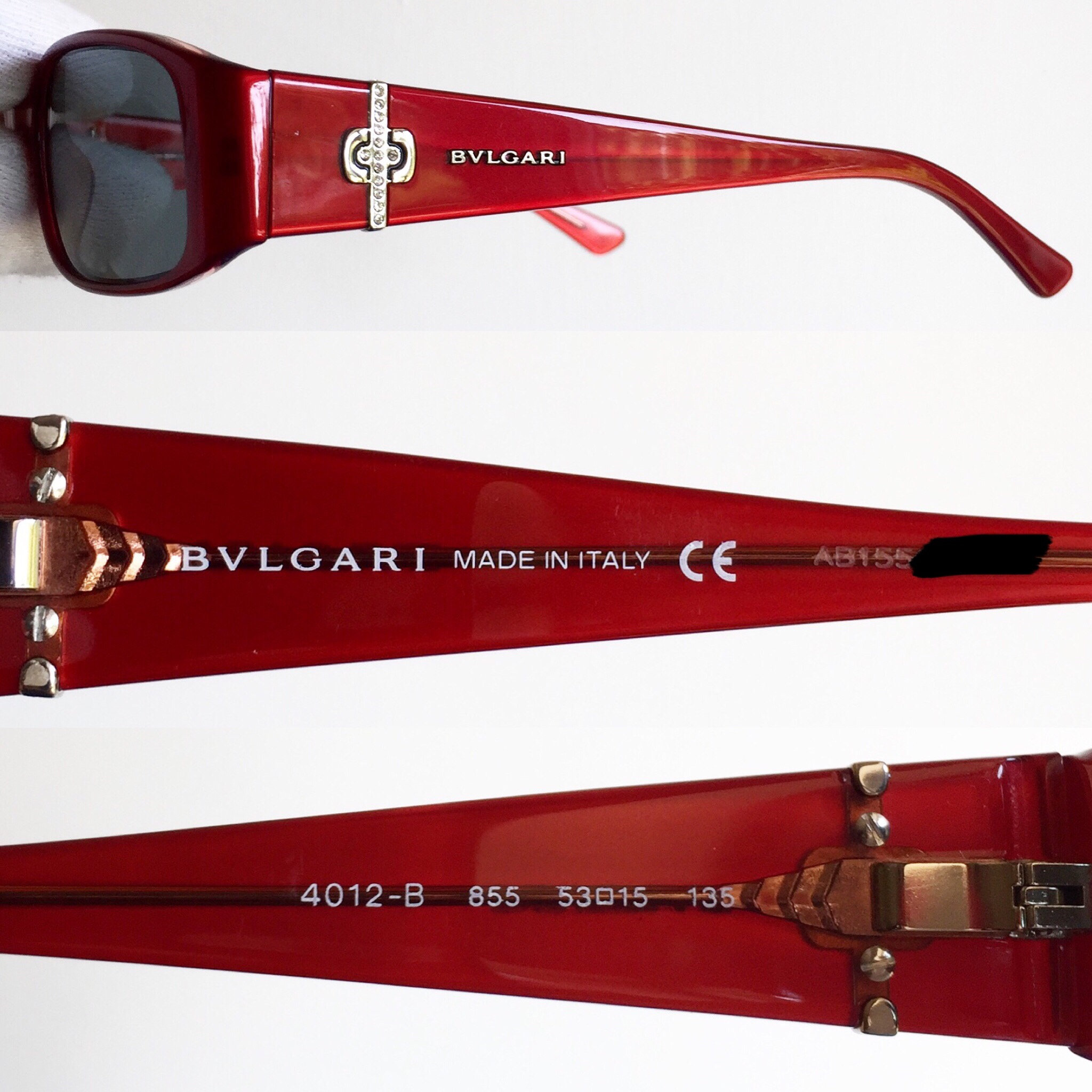 小物 BVLGARI Rhinestone sunglasses red BVLGARI Vintage Sunglasses Oval Red Rectangular Small 4012-B