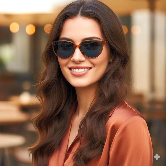 PERSOL RATTI Oval Triangle Vintage Sunglasses Brown Gold  display picture 1