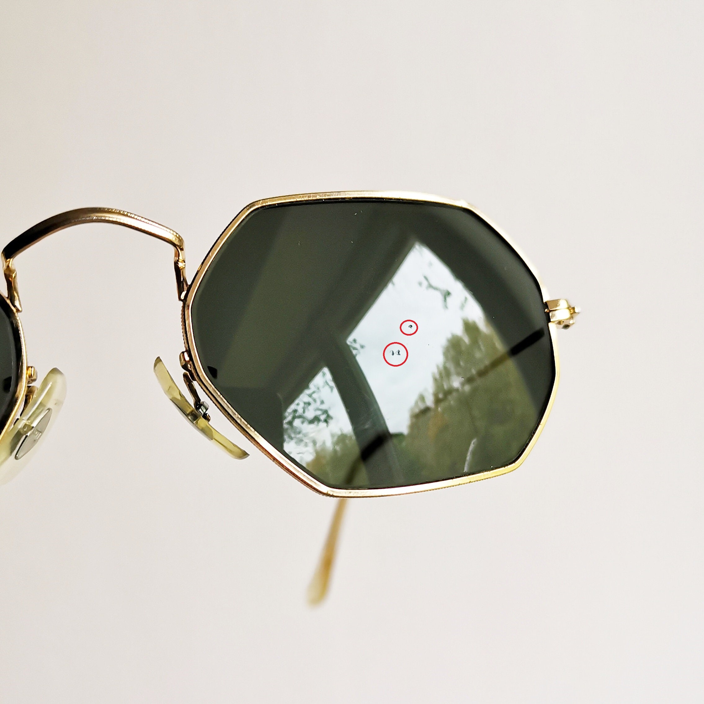 RAY BAN Sunglasses Vintage Made in Usa B&L Hexagon Octagon Gold