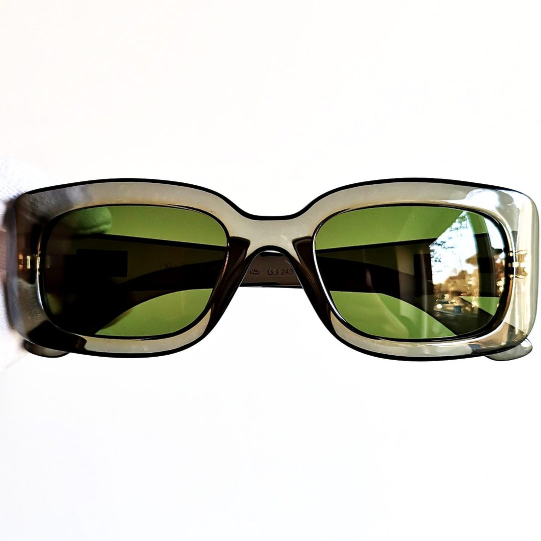 GUCCI Vintage Sunglasses Rare Square Clear Gray Thick Frame GUCCI Vintage Sunglasses Rare Square Clear Gray Thick Frame