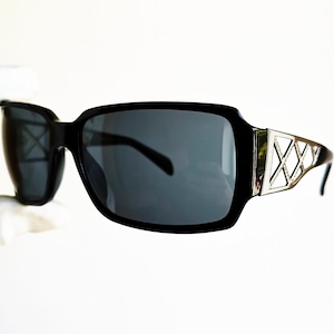 CHANEL vintage Sonnenbrille seltene Wickelmaske oval quadratisch schwarz Strass strass silber Rahmen 5074-B 90s Kylie Jenner Rihanna Lady Gaga new NOS
