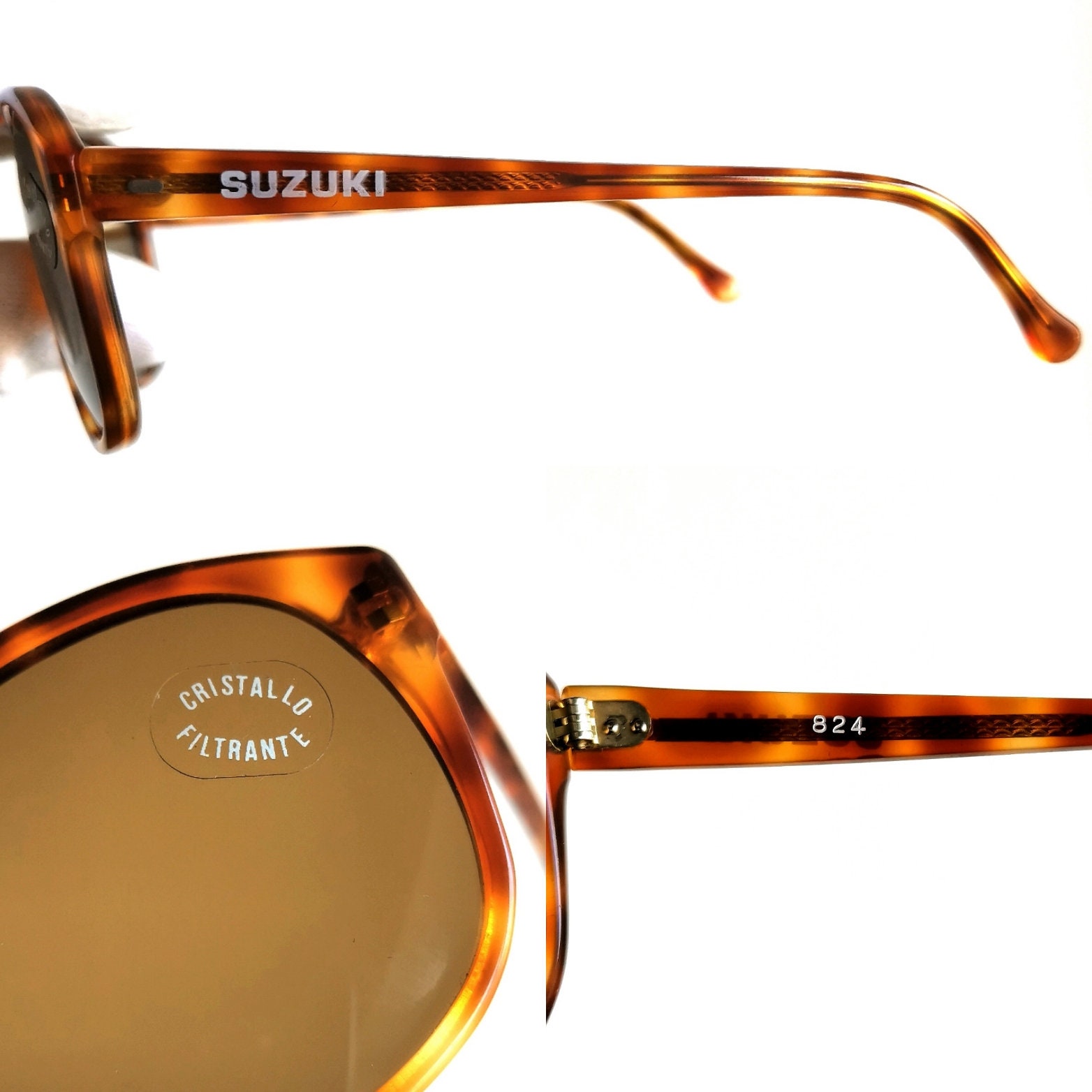 SUZUKI Vintage Sunglasses Brown Keyhole Bridge Aviator Frame