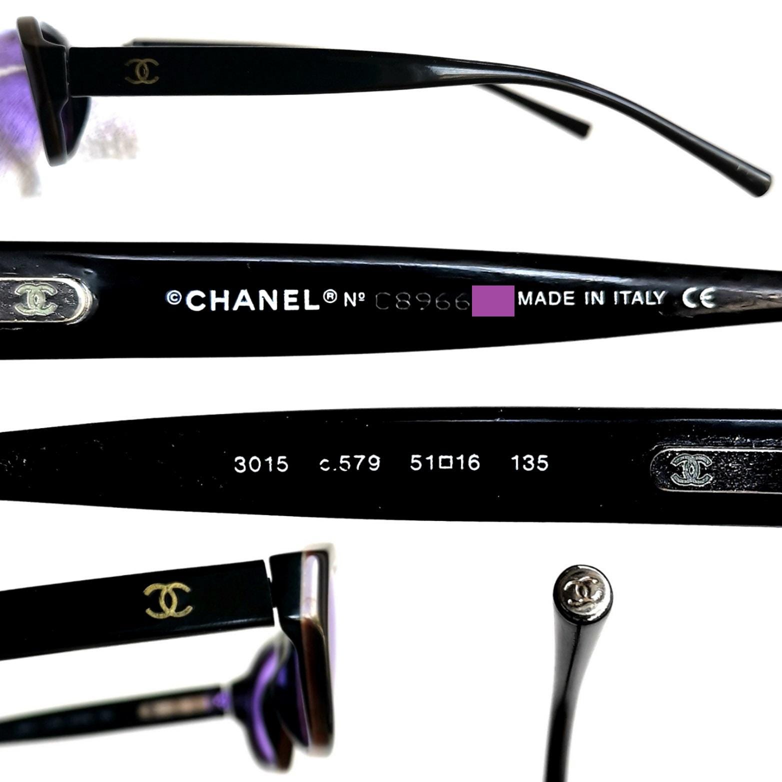 CHANEL Vintage Sunglasses Oval Black Gold CC Logo Cateye  display picture 2