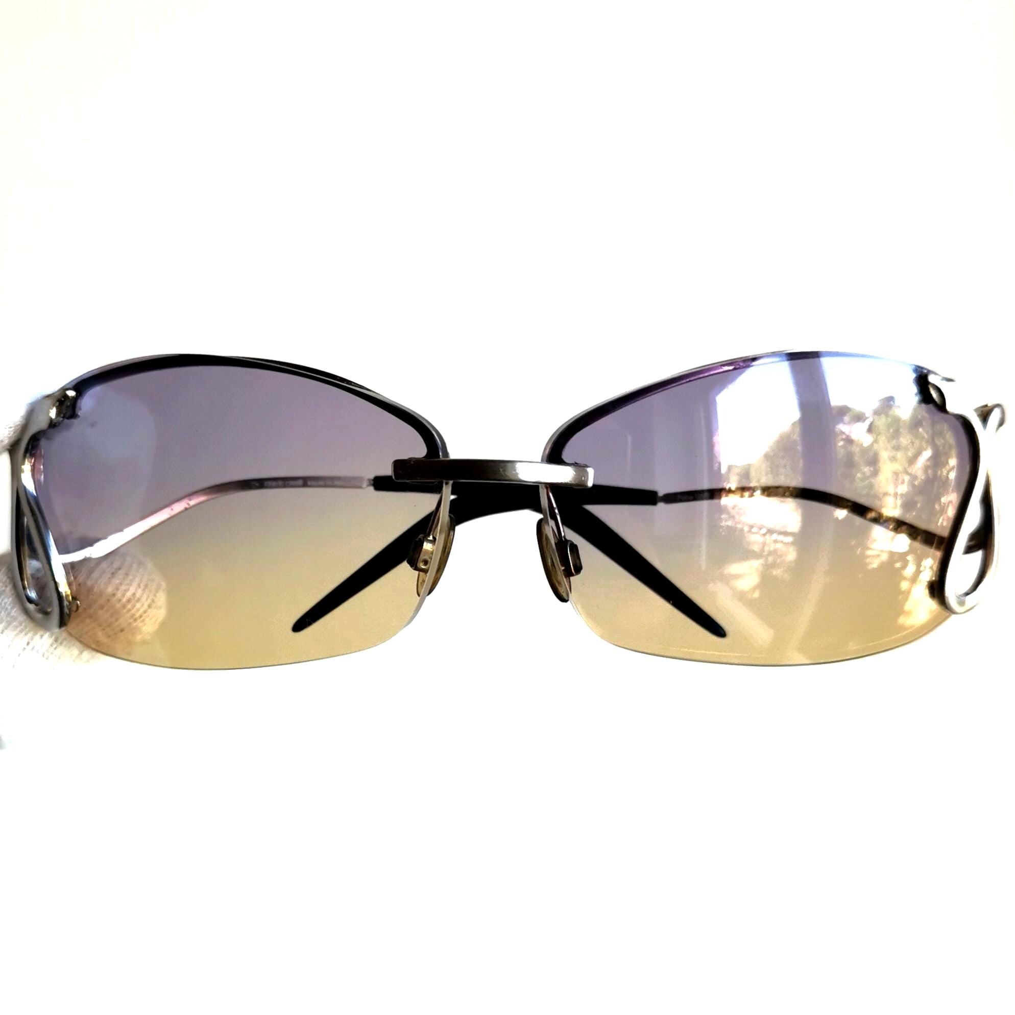 CAVALLI Vintage Sunglasses Silver Snake Wrap Oval Febe 