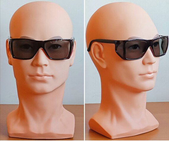 VERSACE vintage sunglasses wrap brown silver square M… - Gem display picture 1