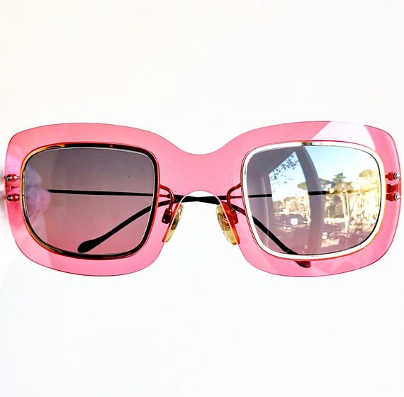 VOGUE Vintage Sunglasses Wrap Pink Silver Mask Square Oval  display picture 1