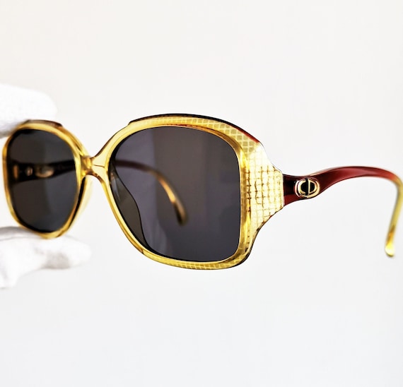 DIOR vintage sunglasses rare Flat lens gold yellow re… Gem