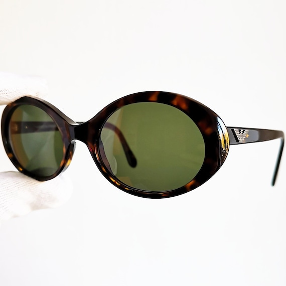ARMANI Vintage Sunglasses Oval Silver Brown 541-S 90s Clout
