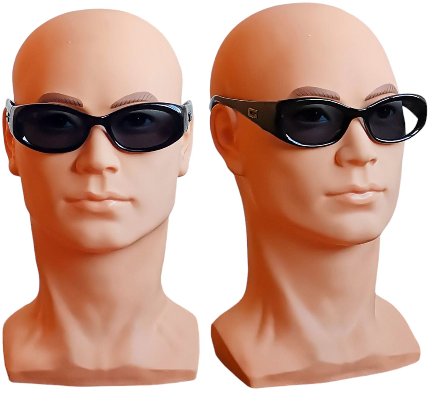 GUCCI Vintage Sunglasses Oval Black Silver GG2432/S Frame Wrap 90s