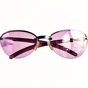 BYBLOS oval pink purple Sunglasses vintage  rimless half rim wrap Rihanna Lady Gaga cateye pinup 90s Chiara Ferragni 725 frame new NOS