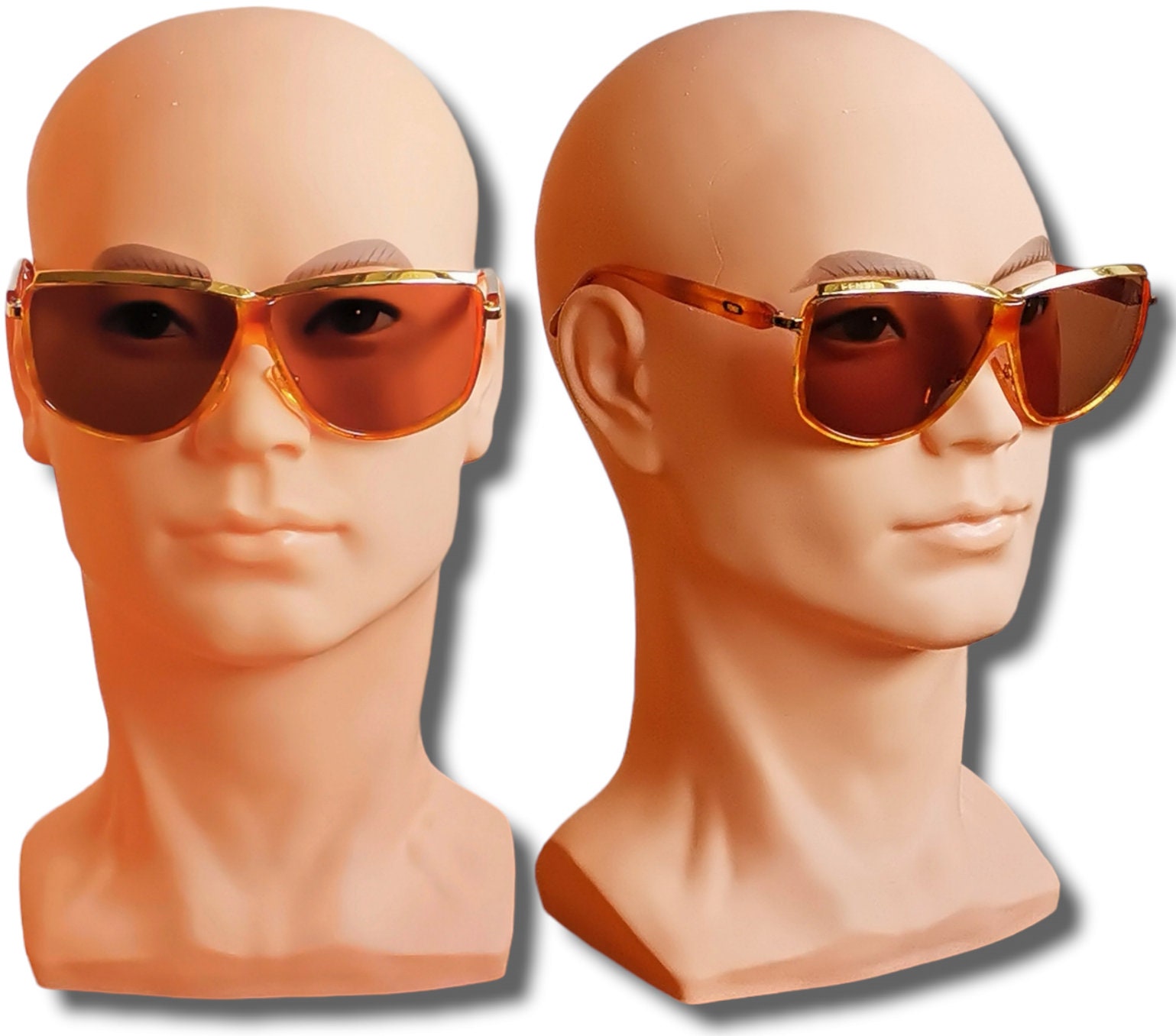 Fendi Vintage Logo Aviator Yellow Round Sun Glasses Eyeglasses Tortoise Frame FENDI Vintage Sunglasses Gold Tortoise Brown FS52 Frame  main image 4