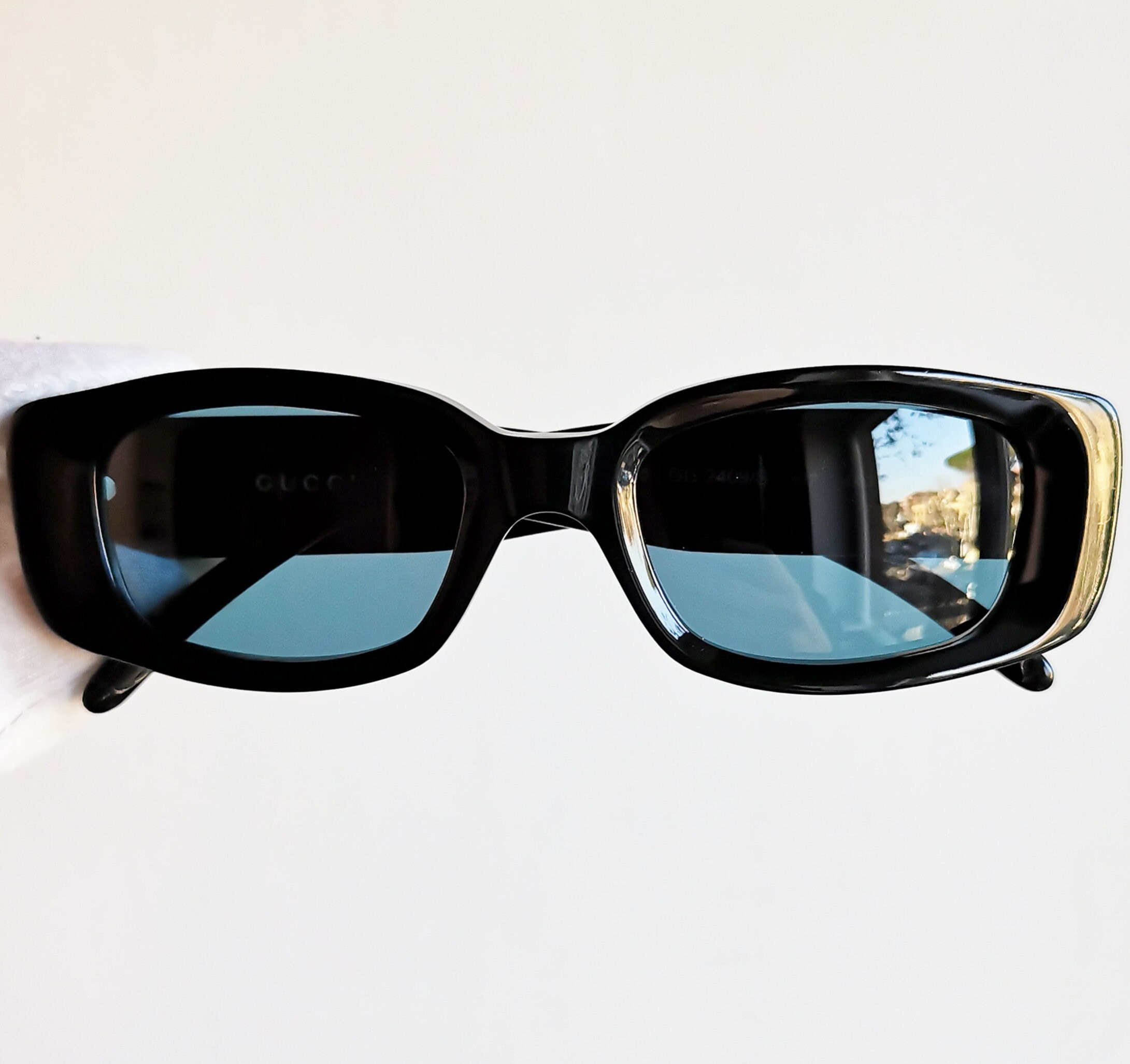 GUCCI Vintage Sunglasses Rare Black Oval GG2409/S Square - Etsy Canada
