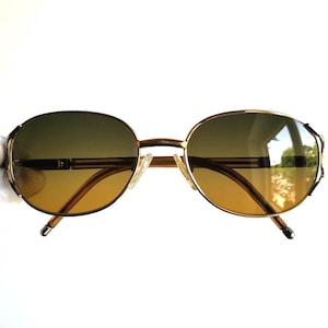 BVLGARI vintage sunglasses oval gold brown frame new gray orange lenses 90s y2k Migos Rihanna Bad Bunny Kylie Jenner designer Bella Hadid
