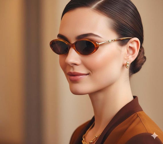 VERSACE Vintage Sunglasses Oval Gold Tortoise Brown Medusa Gianni