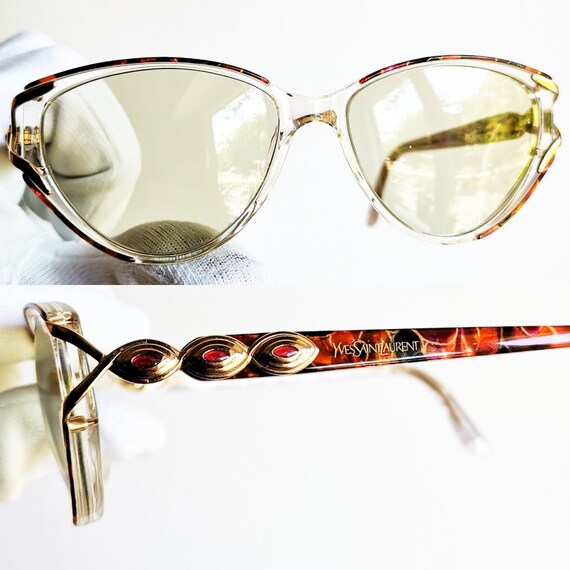 YVES SAINT LAURENT vintage Sunglasses clear red c… - image 2