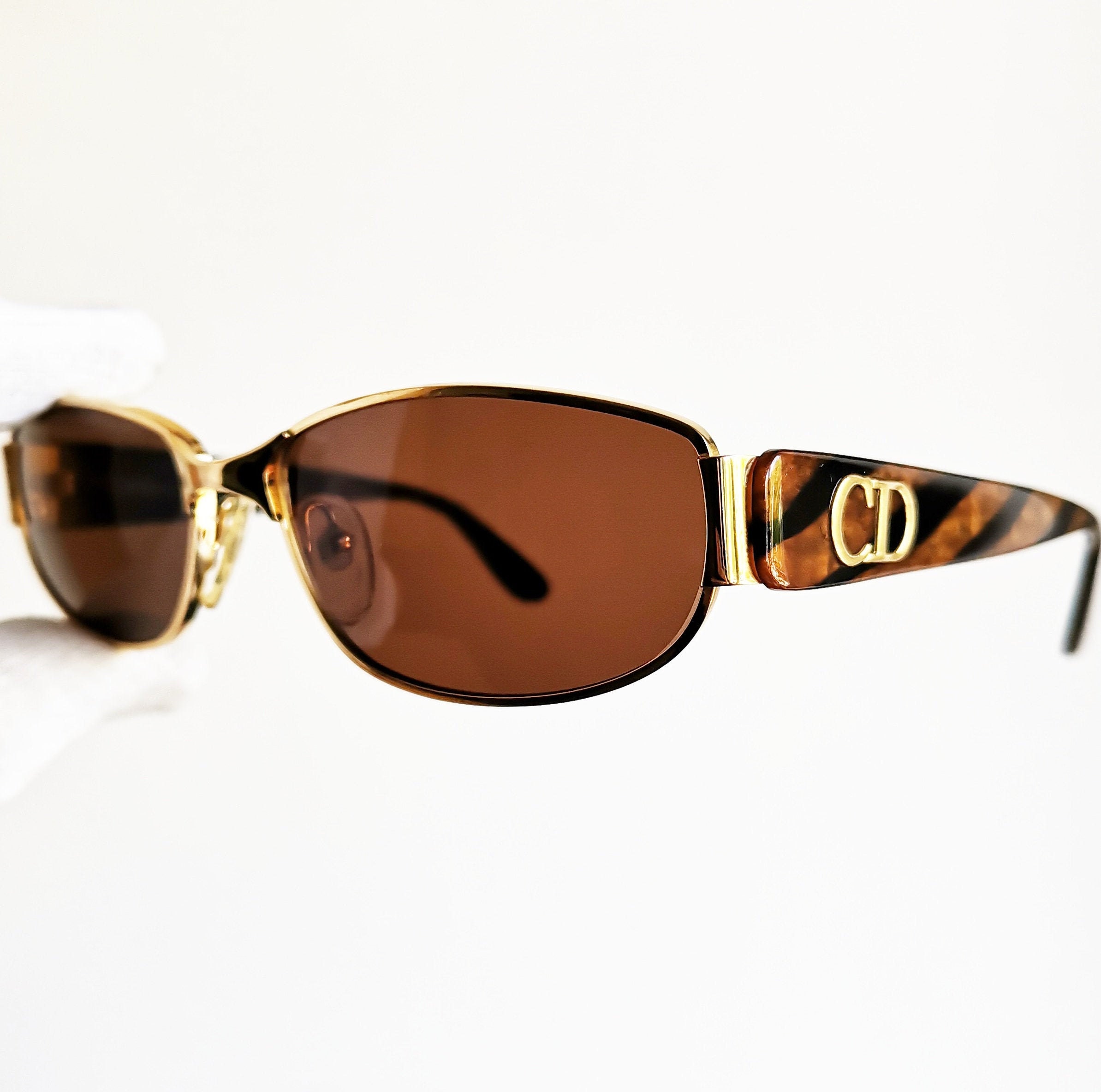 DIOR Vintage Sunglasses Rare Oval Gold Tortoise Brown