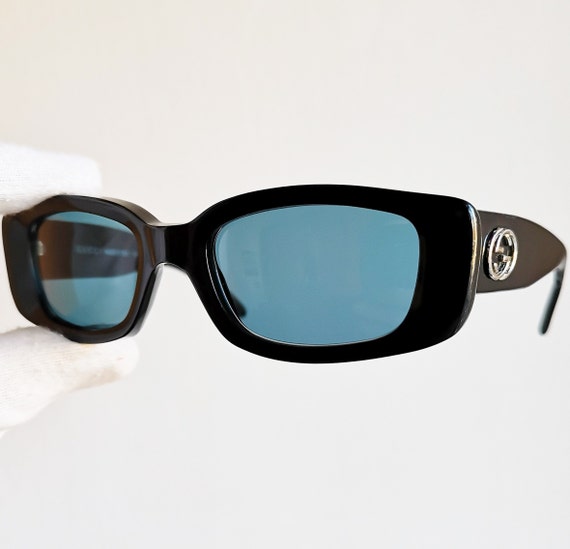 GUCCI Vintage Sunglasses Rare Black Oval GG2409/S Square 