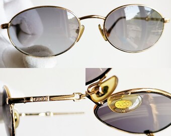 GUCCI Oval Sunglasses Vintage Rare Gold Plated Horse Stirrup