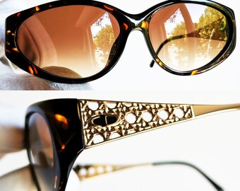 DIOR Vintage Sunglasses Rare Oval Tortoise Gold French Style