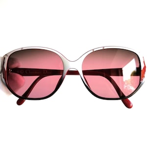 DIOR vintage sunglasses red white gray squared Christian 2384 frame pink lenses Migos 2Chainz Lady Gaga Bella Hadid Kylie Jenner 90s new NOS