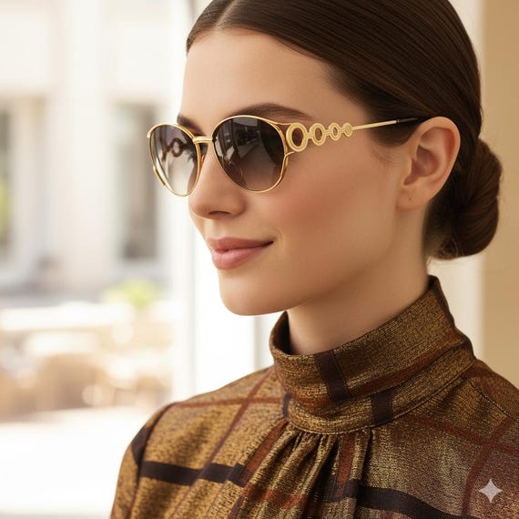 DIOR Vintage Sunglasses Gold Oval Aviator Ring Christian  display picture 1