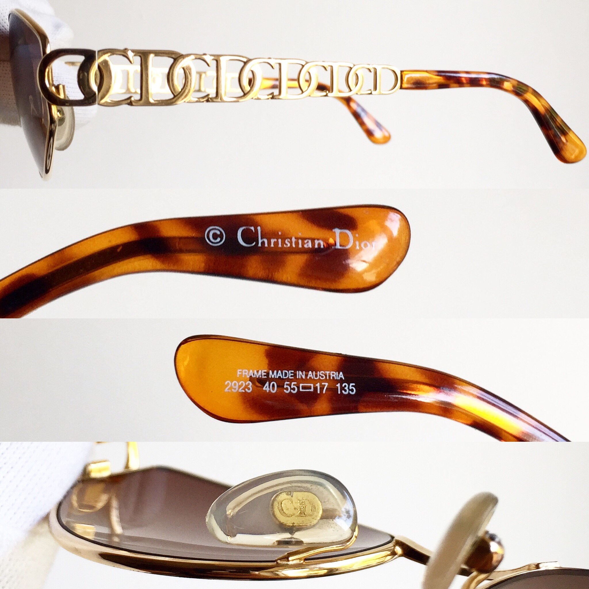 DIOR Vintage Sunglasses Rare Oval Gold Logo Braided Engraved
