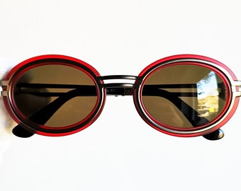 VERSACE vintage sunglasses rare oval round S28 red silver medusa genuine Gianni frame new NOS 90s Migos Rihanna Lady Gaga Chiara Ferragni