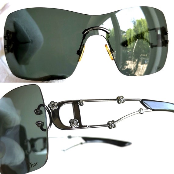 SWEETEST DIOR Vintage Sunglasses Black Mask Frameless SWEETEST DIOR Vintage Sunglasses Black Mask Frameless