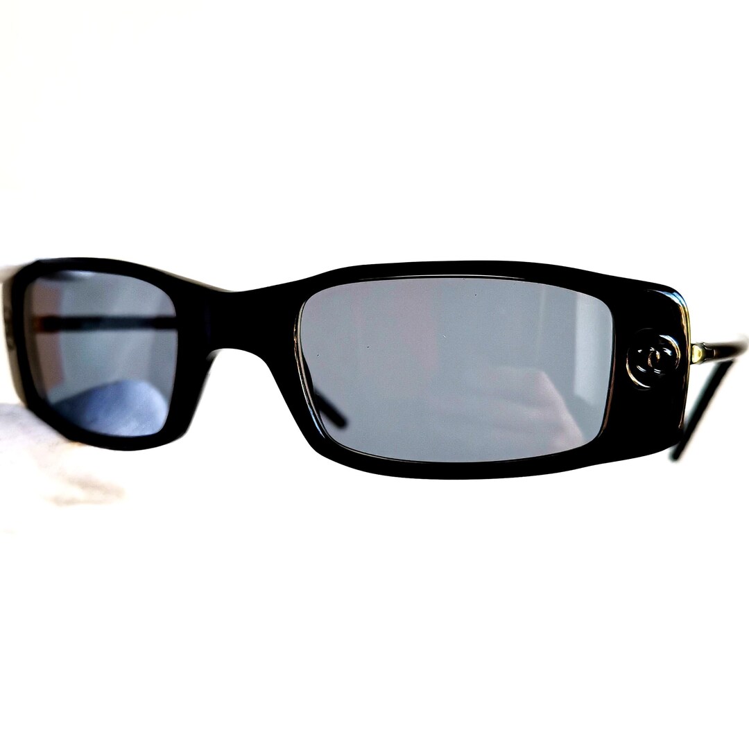 CHANEL Vintage Sunglasses Rare Oval Rectangular Black Small CHANEL Vintage Sunglasses Rare Oval Rectangular Black Small