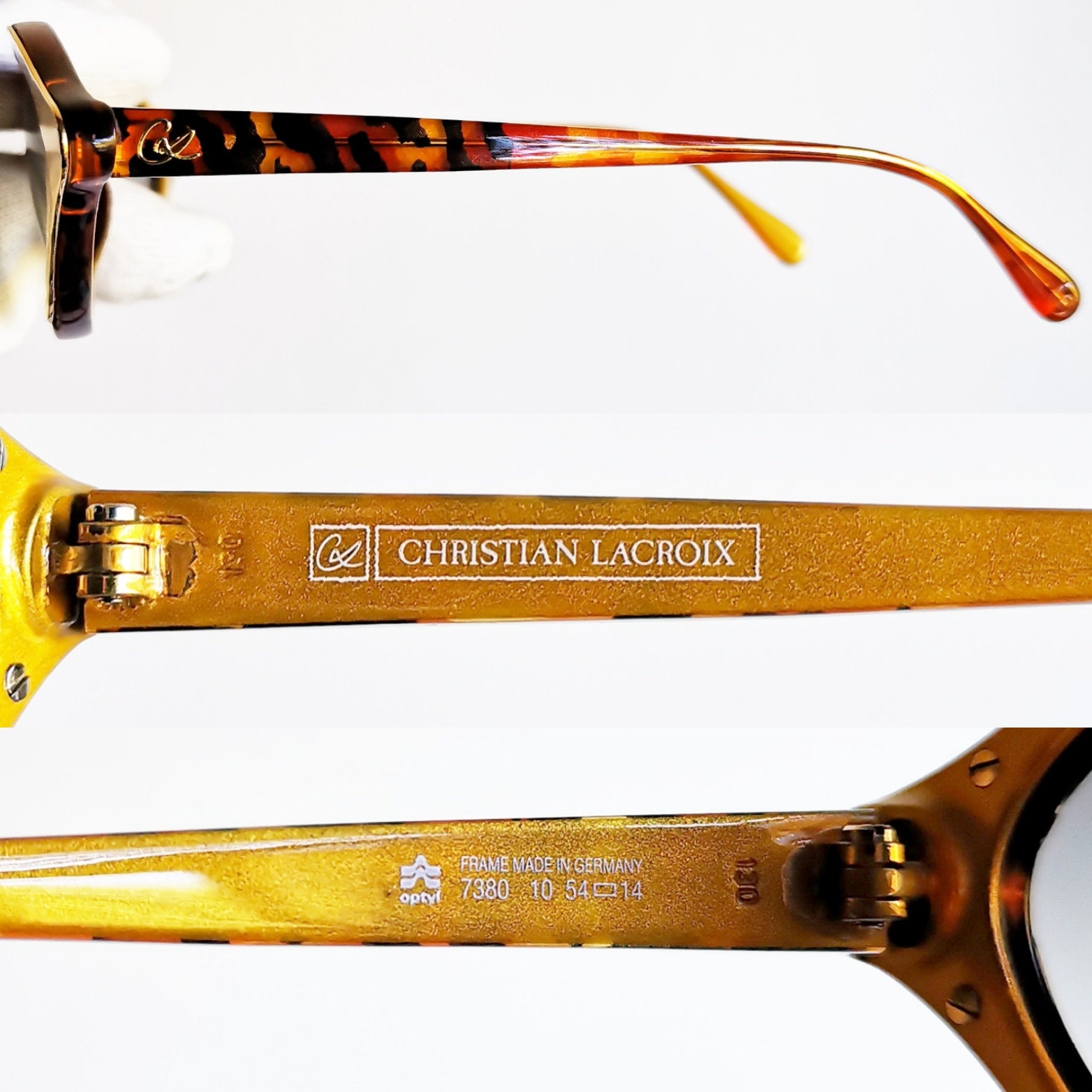 Christian Lacroix Vintage Sunglasses Gold Wire Frame Brown Gradient 7386 40 ?? VINTAGE 1990s Christian Lacroix Sunglasses w/ gold rope  main image 3