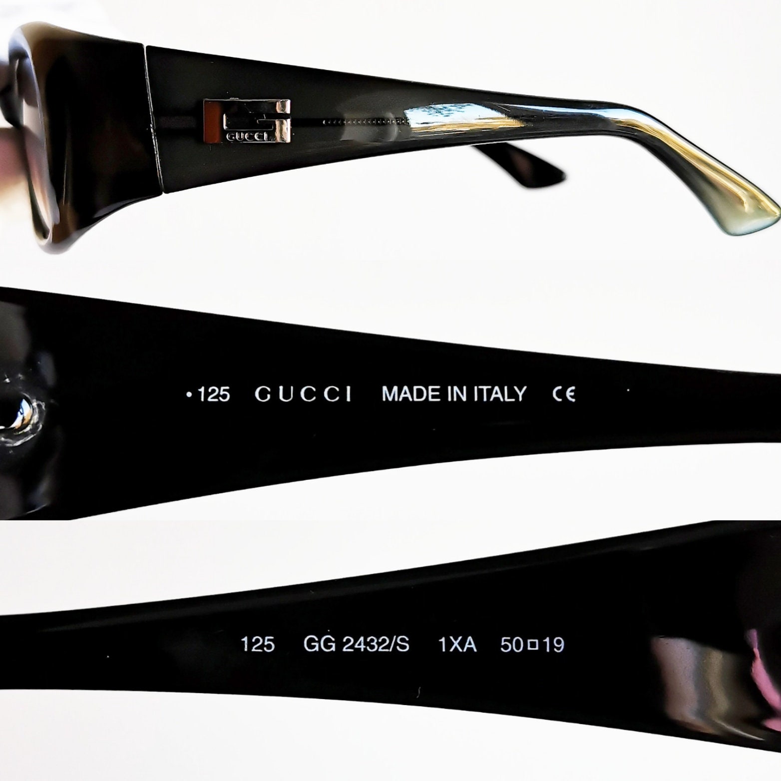 GUCCI Vintage Sunglasses Oval Gray Green GG2432/S Frame Wrap