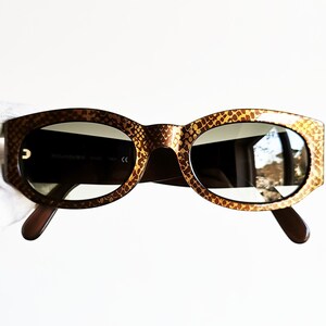 YVES SAINT LAURENT vintage Sunglasses Ysl oval 6545 frame animalier snakeskin crocodile gold green lens new Nos Migos designer Rihanna 90s