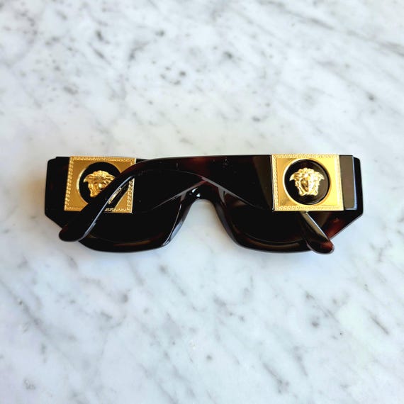 VERSACE Vintage Sunglasses 420/C Gold Tortoise Brown Medusa Greek