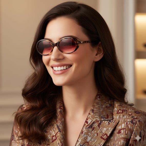 ARMANI vintage sunglasses oval gold brown 541-S 90s c… - Gem