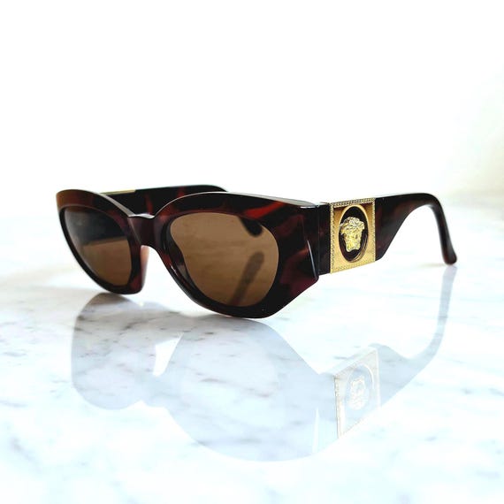 VERSACE Vintage Sunglasses 420/C Gold Tortoise Brown Medusa Greek