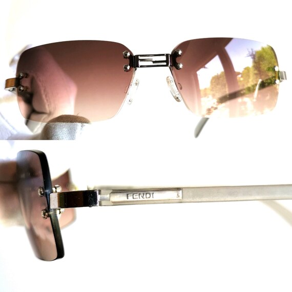 FENDI Vintage Sunglasses Silver Rectangular Frameless FENDI Vintage Sunglasses Silver Rectangular Frameless