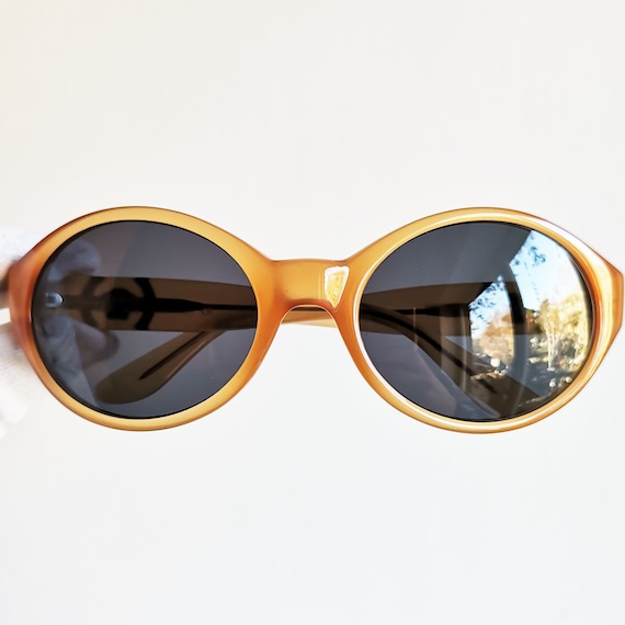 VERSACE vintage sunglasses rare oval round orange… - image 2