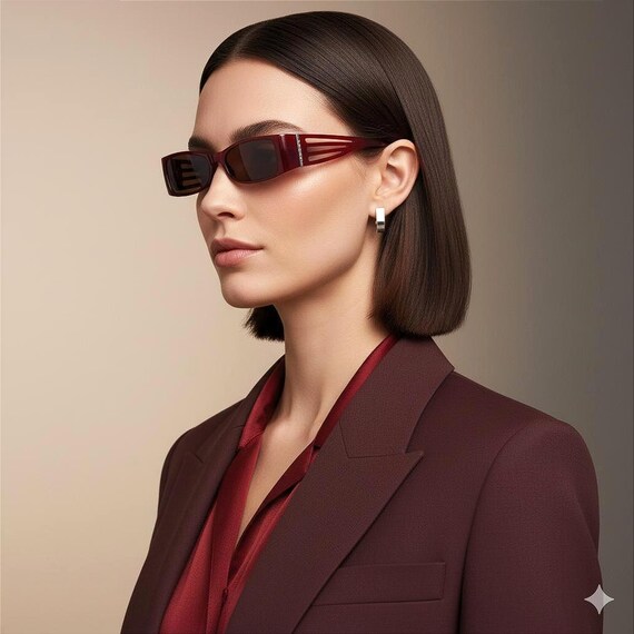 FERRE vintage sunglasses rectangular red silver G… - image 8