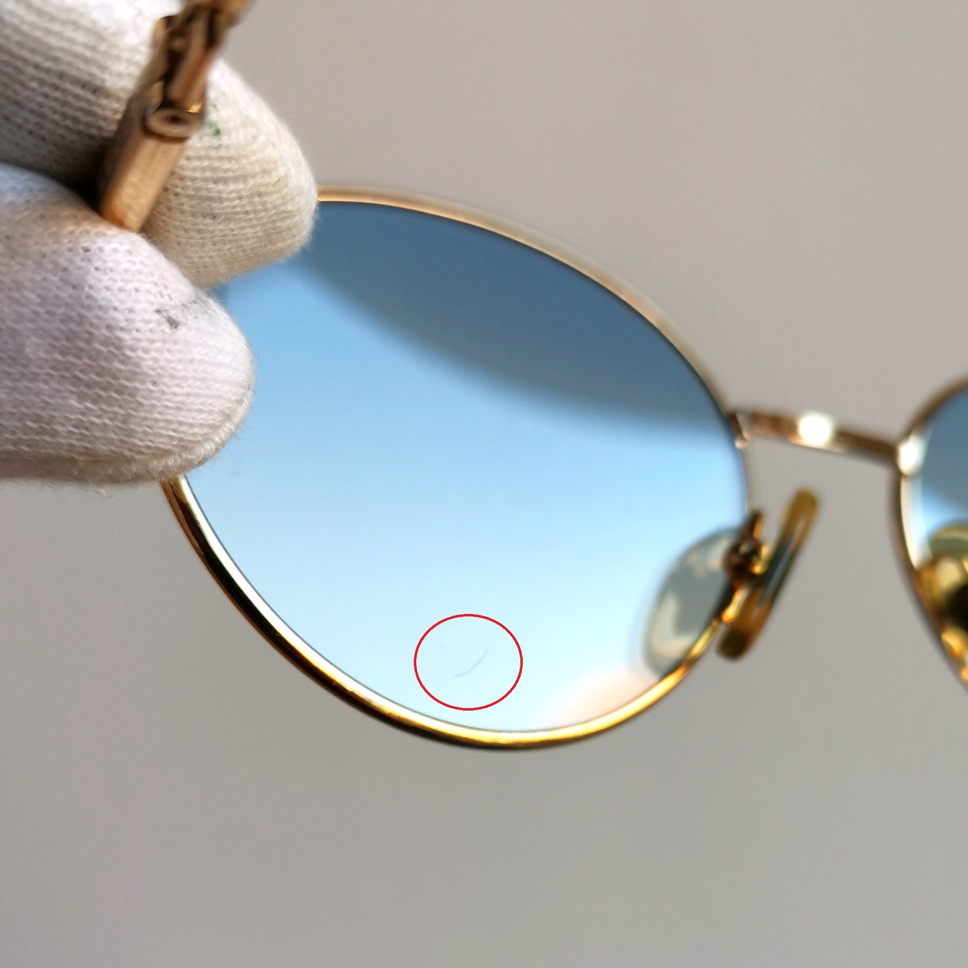 Gucci Round Frame Sunglasses Gold/Light Blue & case Gucci Round Frame Sunglasses Gold/Light Blue & case main image 4