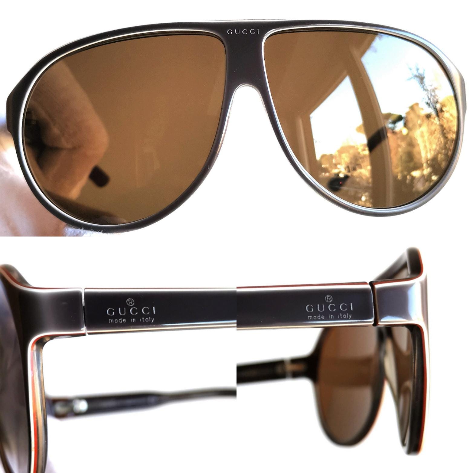 小物 GUCCI Sunglasses Italy Logo Vintage Gucci Sunglasses 1999 Vintage Black Green Rectangle GG 2524/S 807