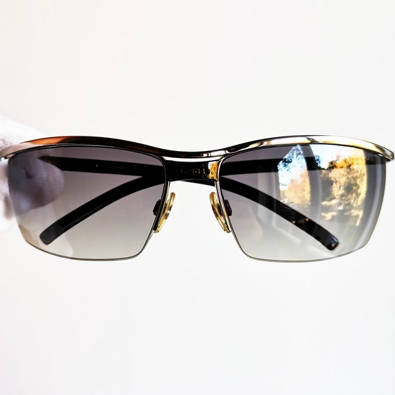 Chanel Black and Silver Oval Sunglasses