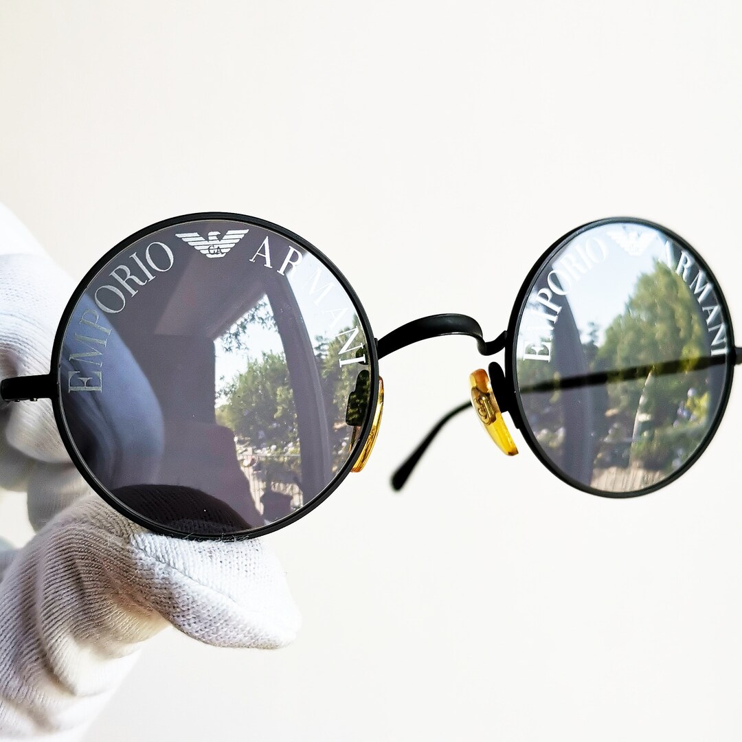 スペシャルオファ Small Rare Sunglasses Vintage ARMANI Round Black Matte Oval 小物