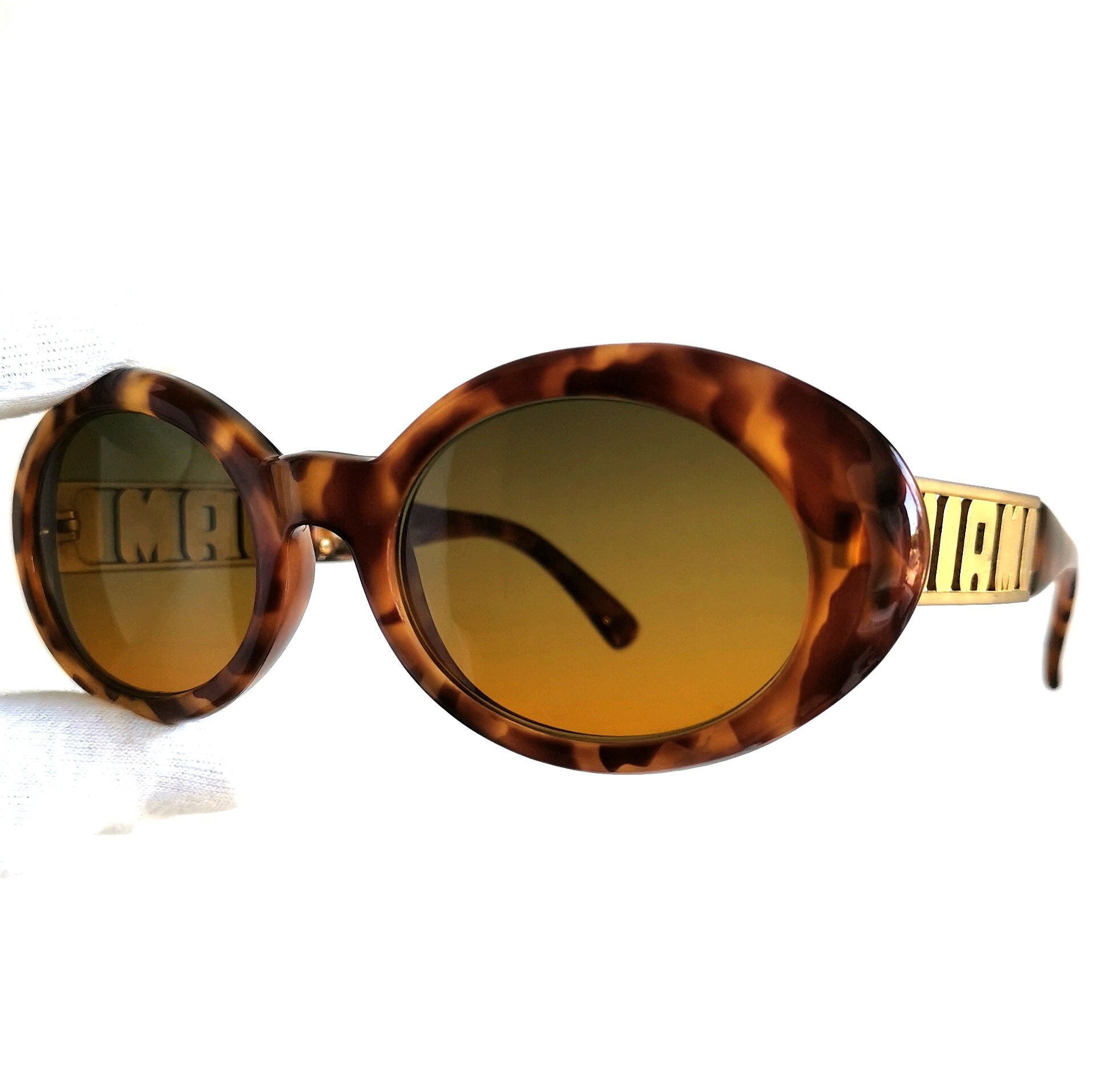 VERSACE Vintage Miami Beach Sunglasses Gold Tortoise Brown  display picture 3