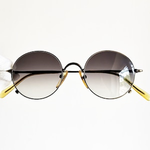 JEAN PAUL GAULTIER vintage Sunglasses Jpg rare round oval satin gold age effect yellow steampunk 55-1176 made in Japan new gray lens Nos 90s