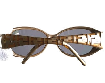 FENDI Vintage Sunglasses FF Monogram Pattern Golden Oval FS407