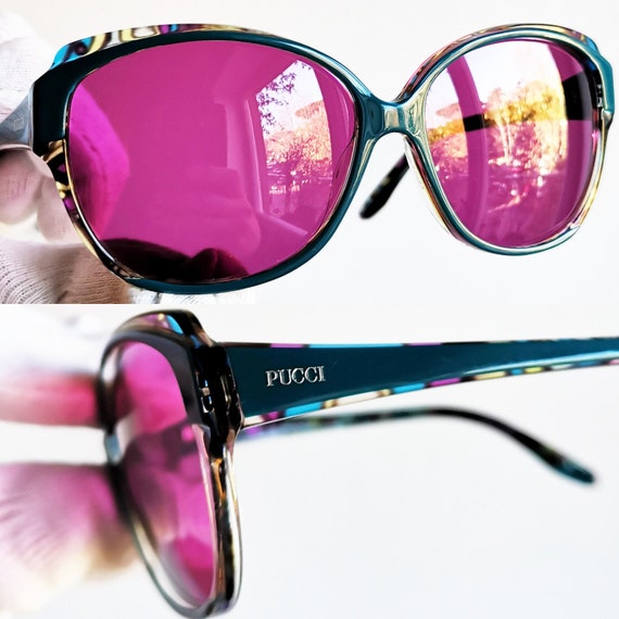EMILIO PUCCI round sunglasses rare squared blue m… - image 3