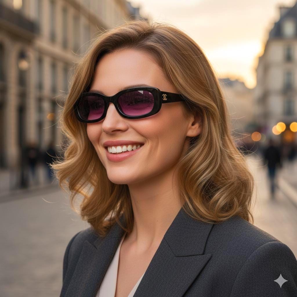 CHANEL Vintage Sunglasses Oval Black Gold CC Logo 5011 Frame 90s