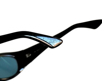 GUCCI Vintage Sunglasses Oval Black Silver GG2432/S Frame Wrap 90s